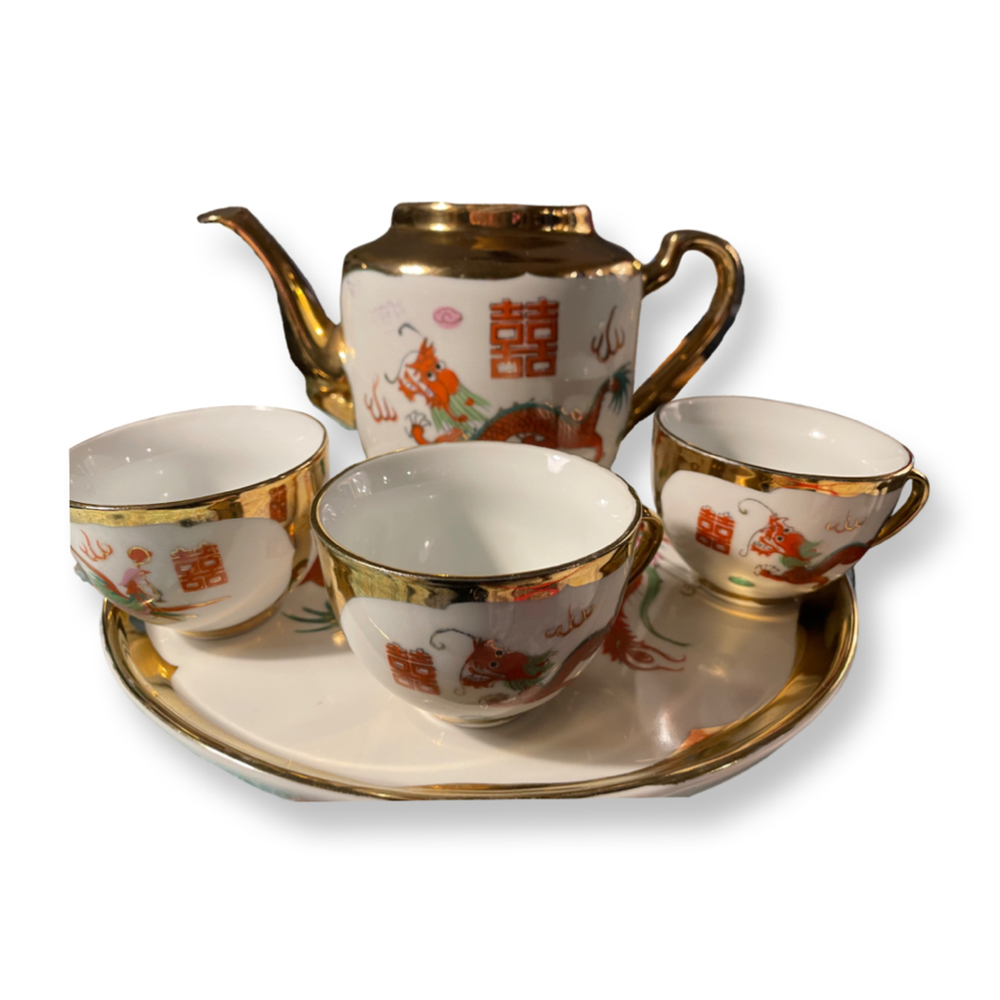 VINTAGE / Antique Chinese Wedding Tea Pot Set